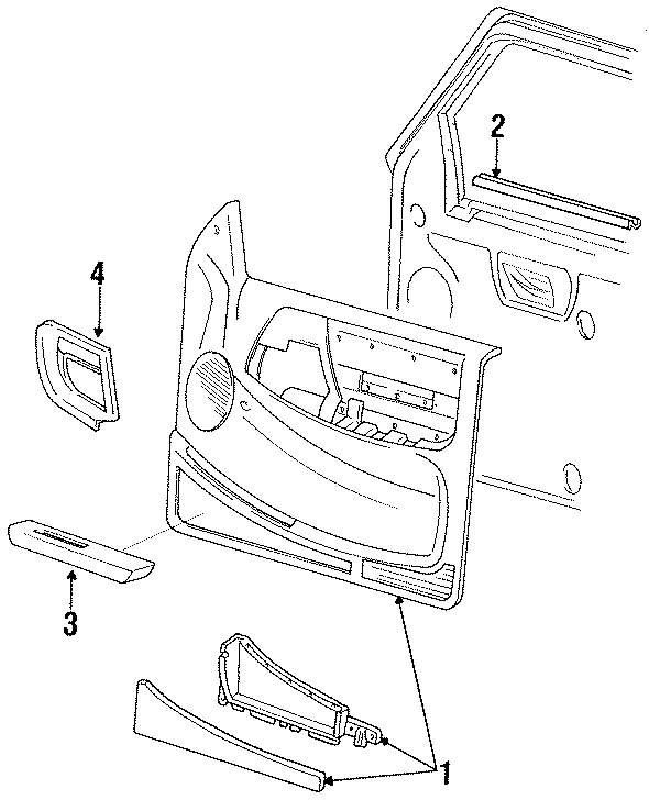 Diagram DOOR. INTERIOR TRIM. for your 2020 Ford F-350 Super Duty 6.2L V8 FLEX A/T RWD XLT Extended Cab Pickup 