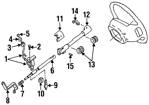 Diagram STEERING COLUMN. HOUSING & COMPONENTS. for your Ford Ranger  