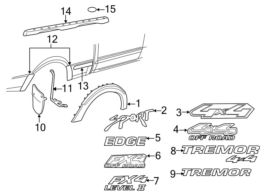 Diagram PICK UP BOX. EXTERIOR TRIM. for your 2007 Ford F-150 5.4L Triton V8 A/T RWD XL Standard Cab Pickup Fleetside 