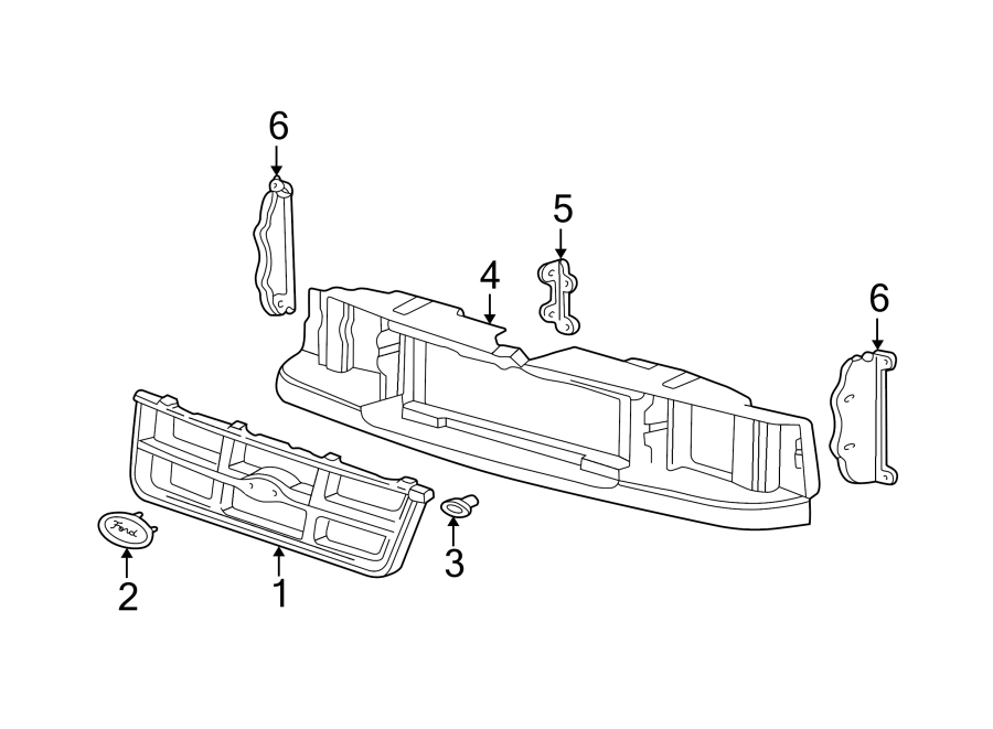 Diagram GRILLE & COMPONENTS. for your 2017 Lincoln MKZ Premiere Hybrid Sedan  