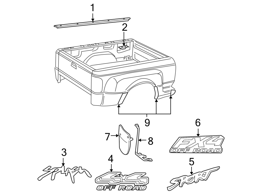 Diagram PICK UP BOX. EXTERIOR TRIM. for your 2009 Ford F-150   