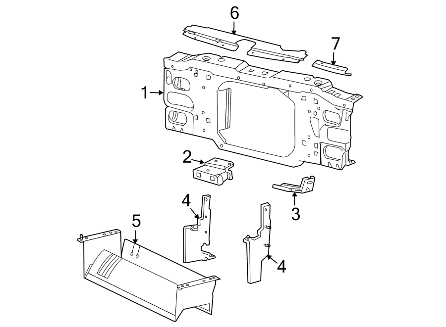 Diagram RADIATOR SUPPORT. for your Ford Ranger  