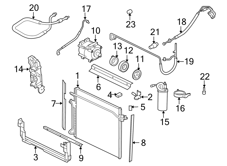 Diagram AIR CONDITIONER & HEATER. COMPRESSOR & LINES. CONDENSER. for your 2003 Ford Ranger  XLT Extended Cab Pickup Stepside 