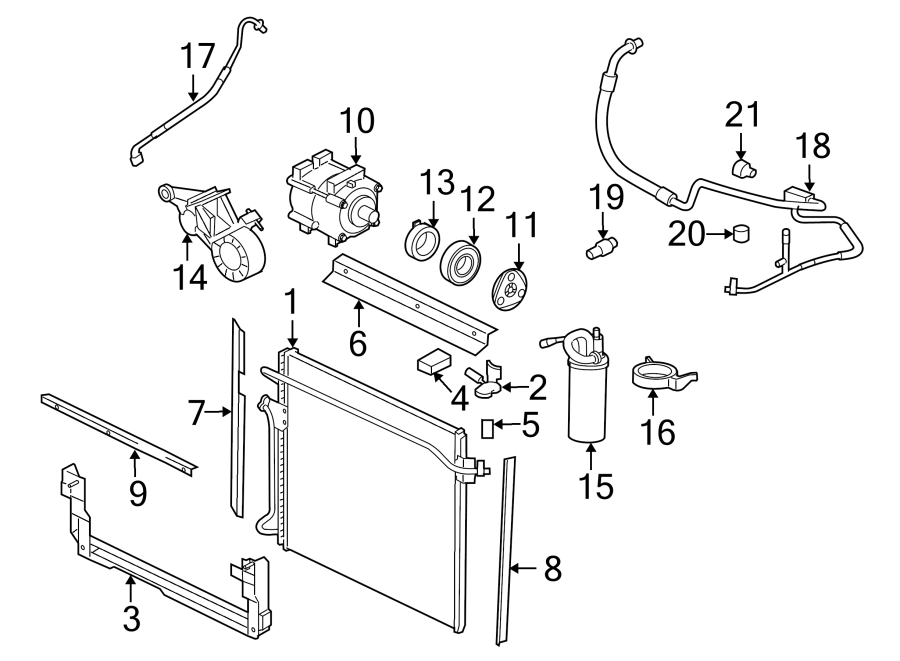 Diagram AIR CONDITIONER & HEATER. COMPRESSOR & LINES. CONDENSER. for your 2008 Ford Ranger   