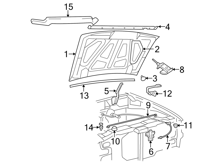 Diagram HOOD & COMPONENTS. for your 2021 Ford F-150 3.5L EcoBoost V6 A/T 4WD Platinum Crew Cab Pickup Fleetside 