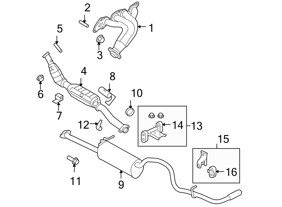 Diagram EXHAUST SYSTEM. EXHAUST COMPONENTS. for your Ford Ranger  