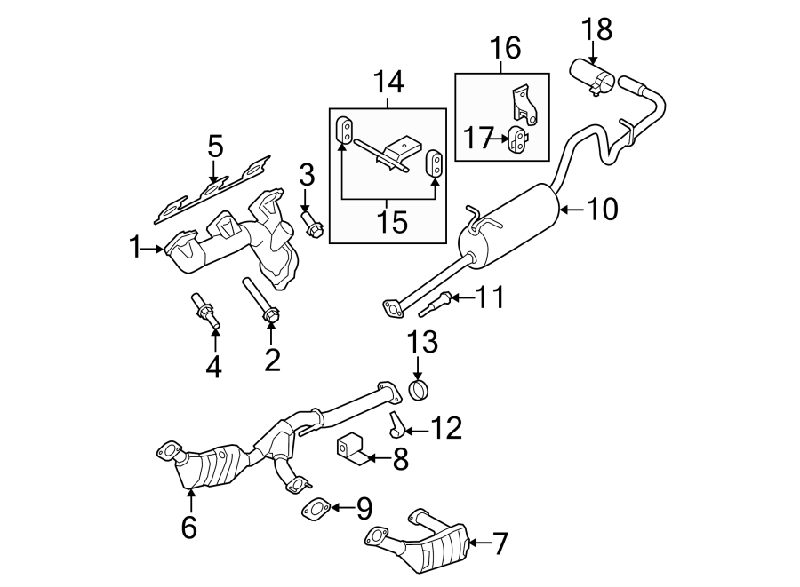 Diagram EXHAUST SYSTEM. EXHAUST COMPONENTS. for your Ford Ranger  