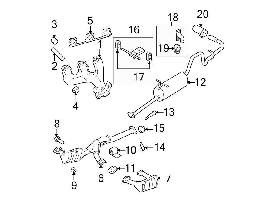 Diagram EXHAUST SYSTEM. EXHAUST COMPONENTS. for your 2019 Lincoln MKZ Base Sedan  