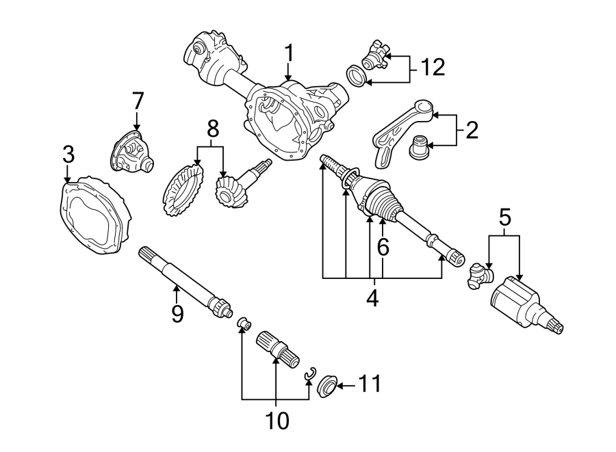 Diagram FRONT SUSPENSION. DRIVE AXLES. for your Ford Ranger  