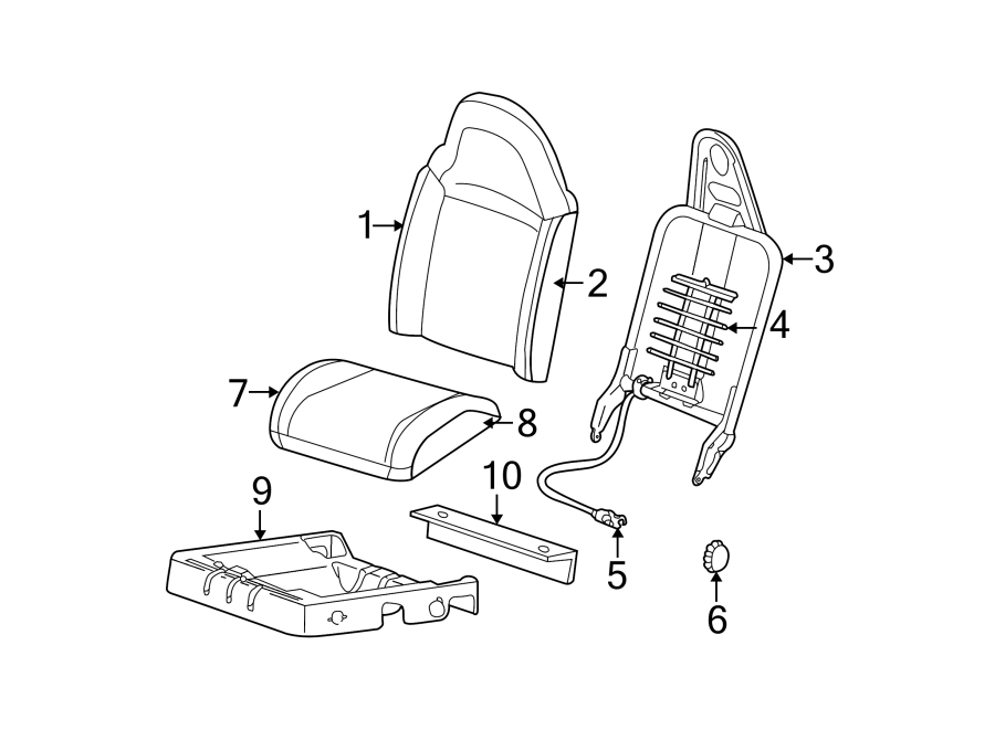 Diagram SEATS & TRACKS. FRONT SEAT COMPONENTS. for your Ford Ranger  