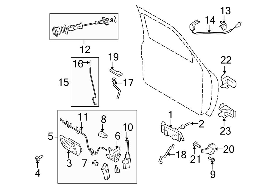 Diagram FRONT DOOR. LOCK & HARDWARE. for your 2007 Ford E-350 Super Duty   