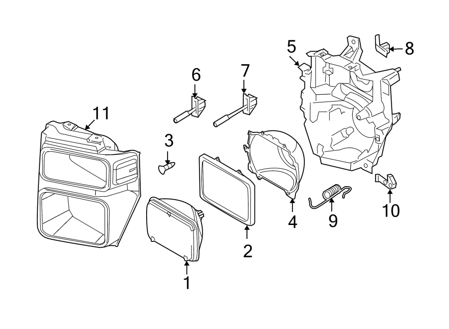 Diagram FRONT LAMPS. HEADLAMP COMPONENTS. for your 2020 Ford F-150 2.7L EcoBoost V6 A/T RWD XLT Standard Cab Pickup Fleetside 