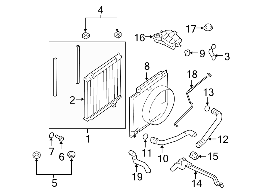 Diagram RADIATOR & COMPONENTS. for your 2014 Ford F-150 6.2L V8 A/T RWD FX2 Standard Cab Pickup Fleetside 