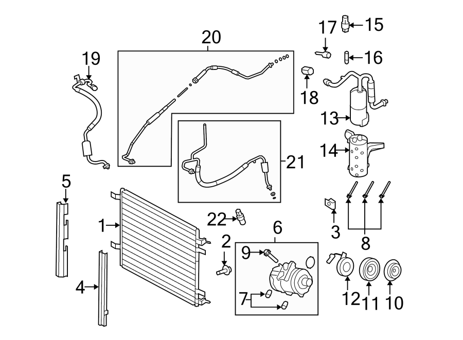 Diagram AIR CONDITIONER & HEATER. COMPRESSOR & LINES. CONDENSER. for your 2016 Lincoln MKZ Black Label Sedan 2.0L EcoBoost A/T AWD 