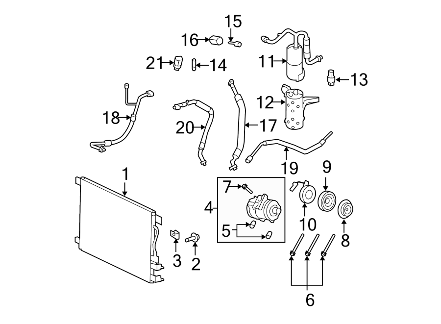 Diagram AIR CONDITIONER & HEATER. COMPRESSOR & LINES. CONDENSER. for your 2011 Ford F-150 6.2L V8 A/T AWD Harley-Davidson Edition Crew Cab Pickup Fleetside 