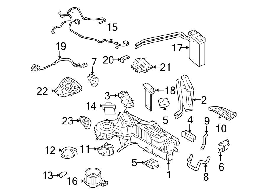 Diagram Air conditioner & heater. Evaporator & heater components. for your Ford F-150  