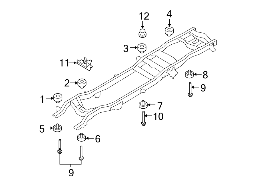 Diagram FRAME & COMPONENTS. for your 2019 Ford F-150 3.3L Duratec V6 FLEX A/T RWD XLT Crew Cab Pickup Fleetside 