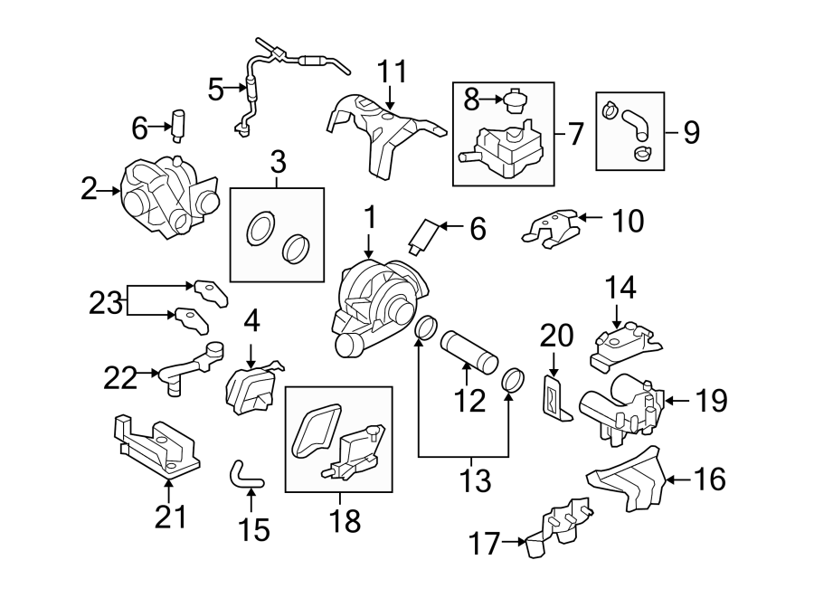 Diagram TURBOCHARGER & COMPONENTS. for your Ford F-350 Super Duty  