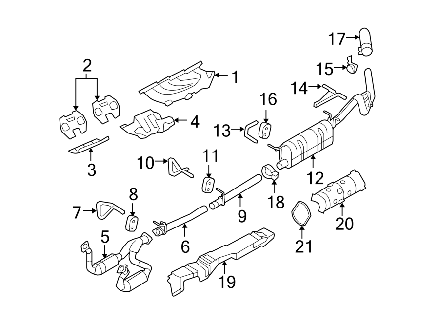 Diagram EXHAUST SYSTEM. EXHAUST COMPONENTS. for your 2016 Ford F-150  SSV Crew Cab Pickup Fleetside 