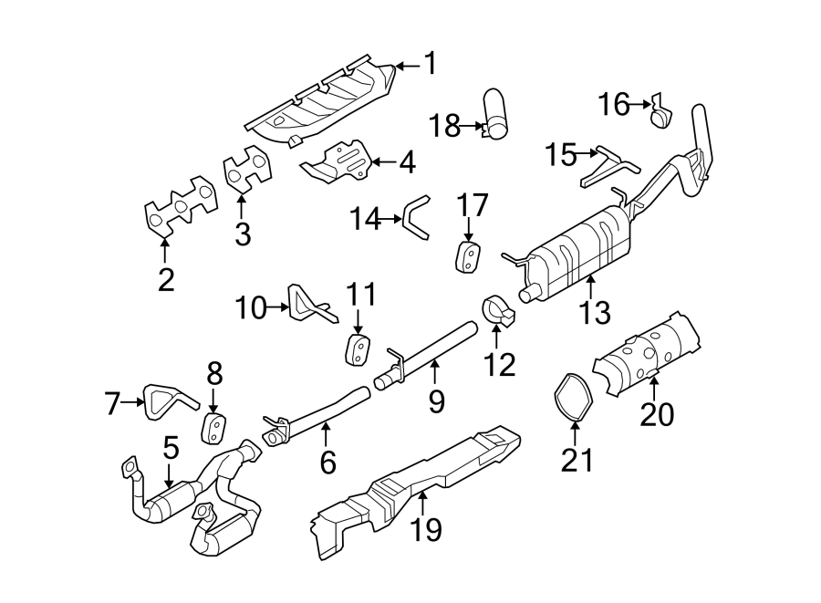 Diagram EXHAUST SYSTEM. EXHAUST COMPONENTS. for your 2016 Ford F-150 2.7L EcoBoost V6 A/T RWD XLT Crew Cab Pickup Fleetside 