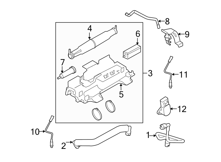 Diagram EMISSION SYSTEM. EMISSION COMPONENTS. for your 2012 Ford F-150  Harley-Davidson Edition Crew Cab Pickup Fleetside 