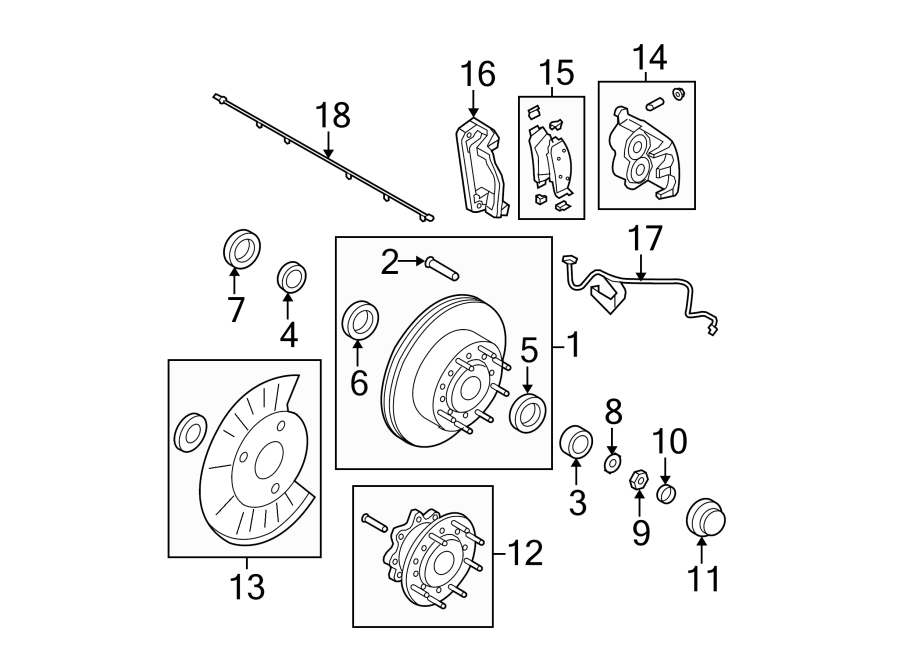 Diagram FRONT SUSPENSION. BRAKE COMPONENTS. for your 2020 Ford F-150 3.0L Power-Stroke V6 DIESEL A/T 4WD King Ranch Crew Cab Pickup Fleetside 