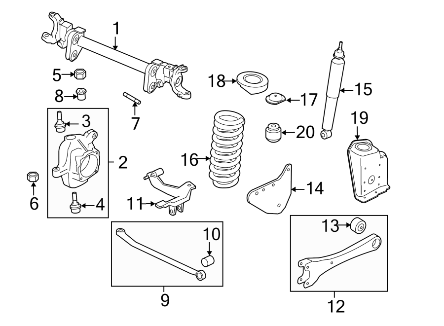 Diagram FRONT SUSPENSION. SUSPENSION COMPONENTS. for your 2023 Ford F-250 Super Duty   