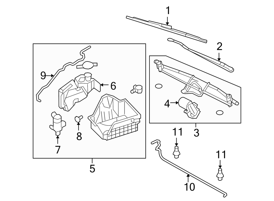 Diagram WINDSHIELD. WIPER & WASHER COMPONENTS. for your 1989 Ford F-150   