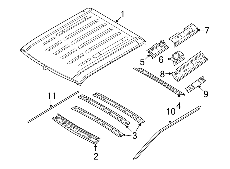 Diagram ROOF & COMPONENTS. for your 1991 Ford Bronco   