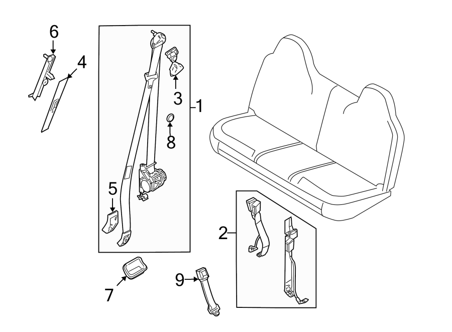 Diagram RESTRAINT SYSTEMS. FRONT SEAT BELTS. for your 2014 Ford F-150 5.0L V8 FLEX A/T 4WD STX Extended Cab Pickup Fleetside 