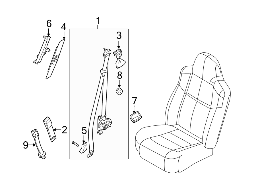 Diagram RESTRAINT SYSTEMS. FRONT SEAT BELTS. for your 2019 Lincoln MKZ Base Sedan 2.0L EcoBoost A/T AWD 