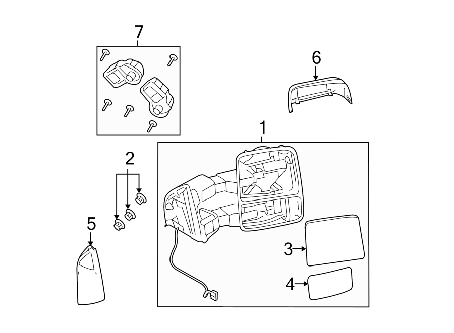 Diagram FRONT DOOR. OUTSIDE MIRRORS. for your 2024 Ford F-250 Super Duty   