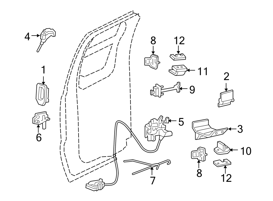 Diagram REAR DOOR. LOCK & HARDWARE. for your Ford F-350 Super Duty  