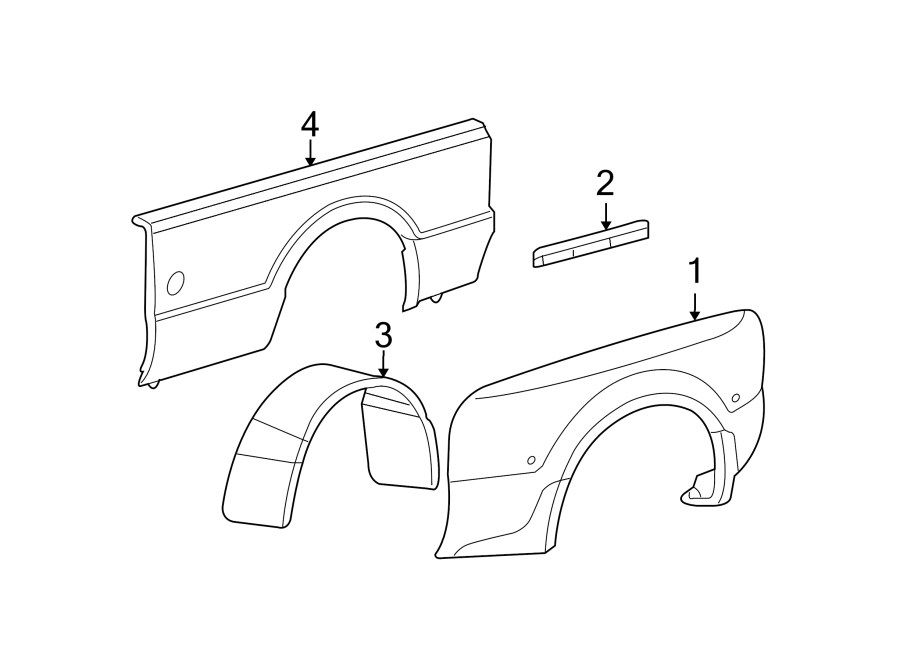 Diagram PICK UP BOX. FENDER. for your 2017 Ford F-350 Super Duty 6.7L Power-Stroke V8 DIESEL A/T 4WD XLT Standard Cab Pickup Fleetside 