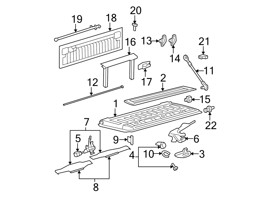 Diagram PICK UP BOX. TAIL GATE. for your Ford