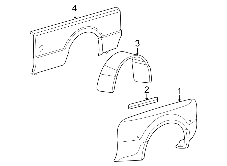 Diagram PICK UP BOX. FENDER. for your 2000 Ford E-150 Econoline Club Wagon   