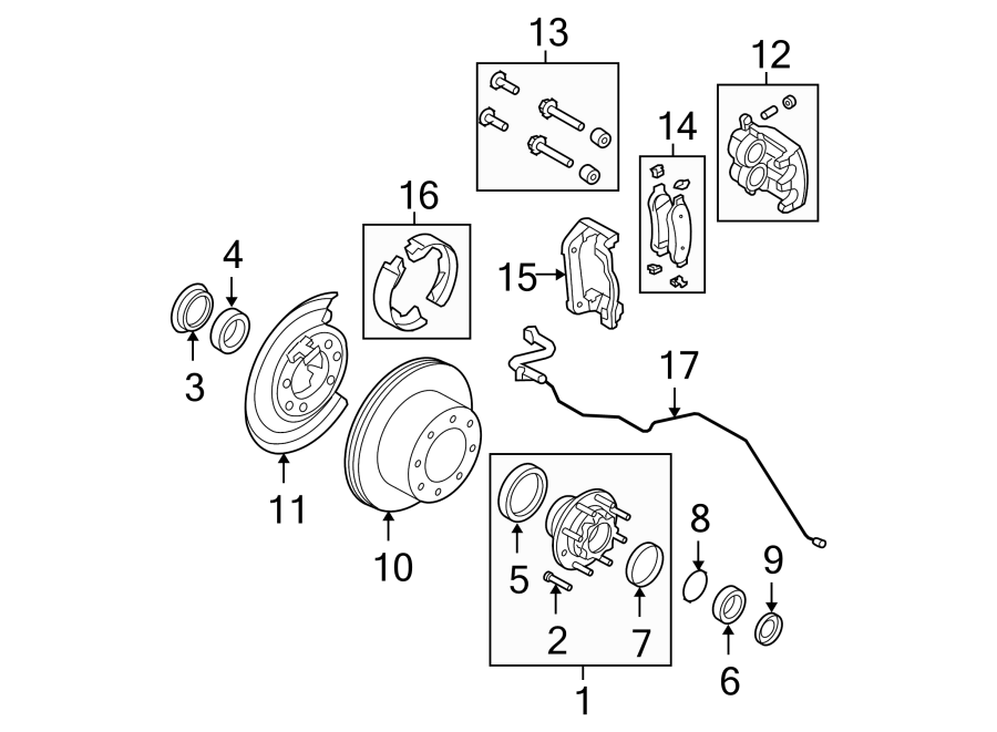 Diagram REAR SUSPENSION. BRAKE COMPONENTS. for your 2019 Ford F-150 3.3L Duratec V6 FLEX A/T RWD XL Crew Cab Pickup Fleetside 