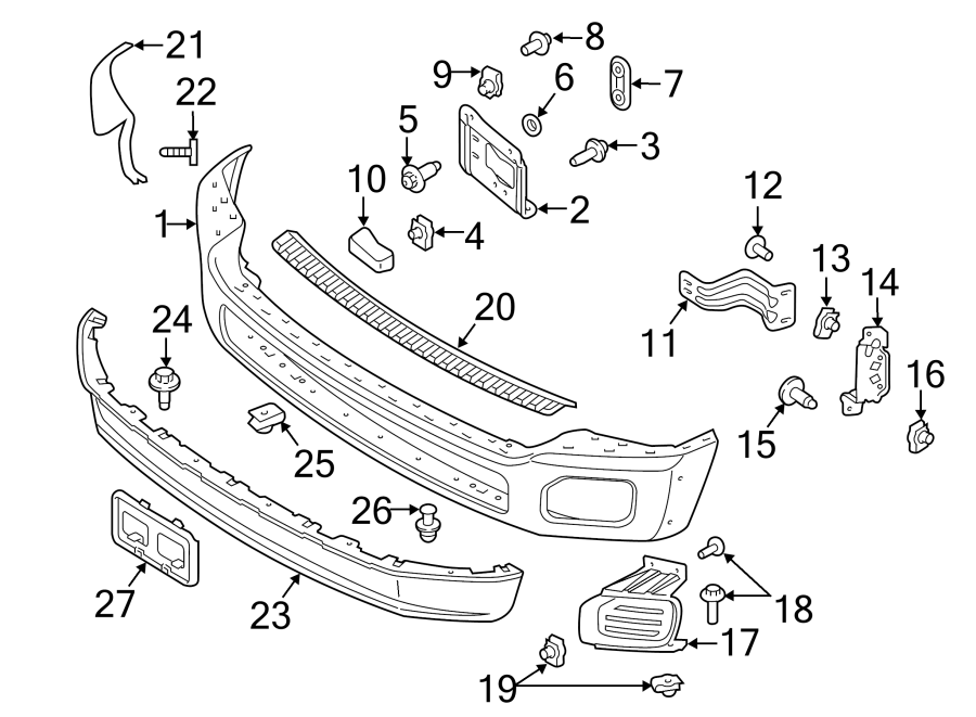 Diagram FRONT BUMPER. BUMPER & COMPONENTS. for your Ford