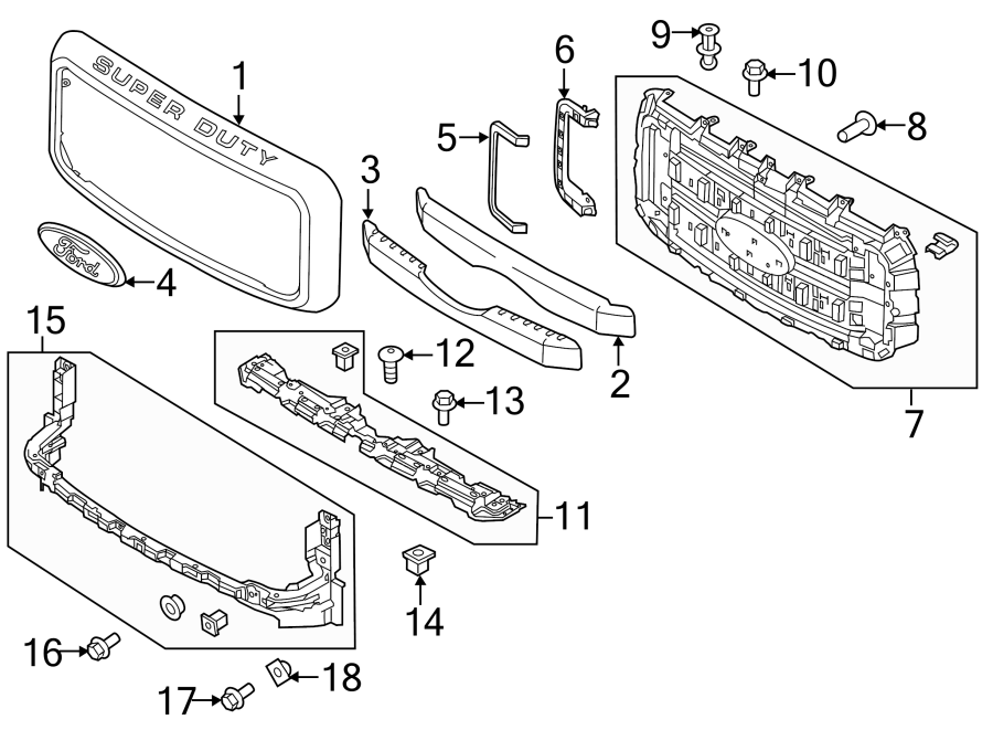 Diagram GRILLE & COMPONENTS. for your Mercury