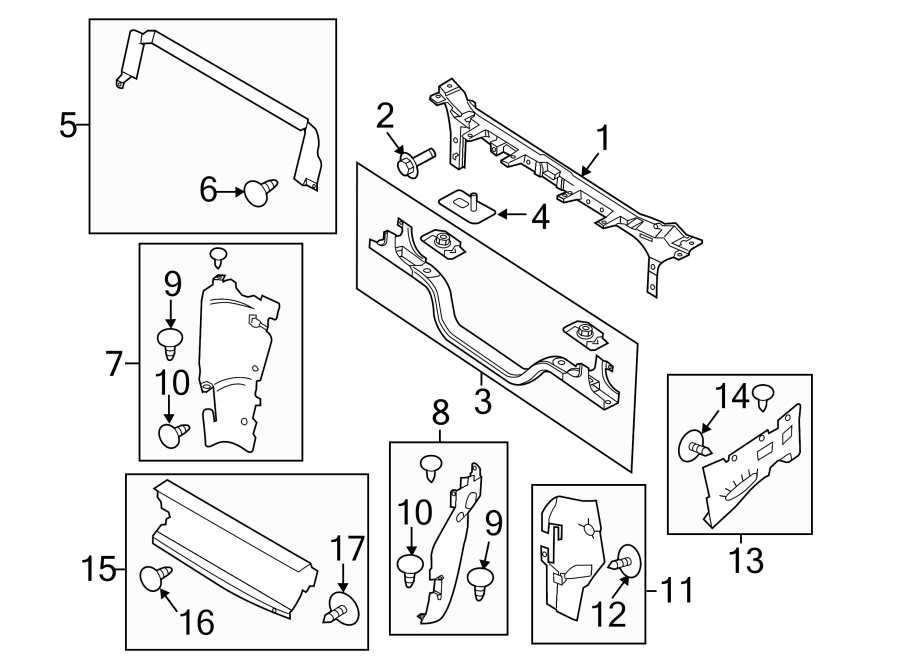 Diagram RADIATOR SUPPORT. for your 2020 Ford F-150   