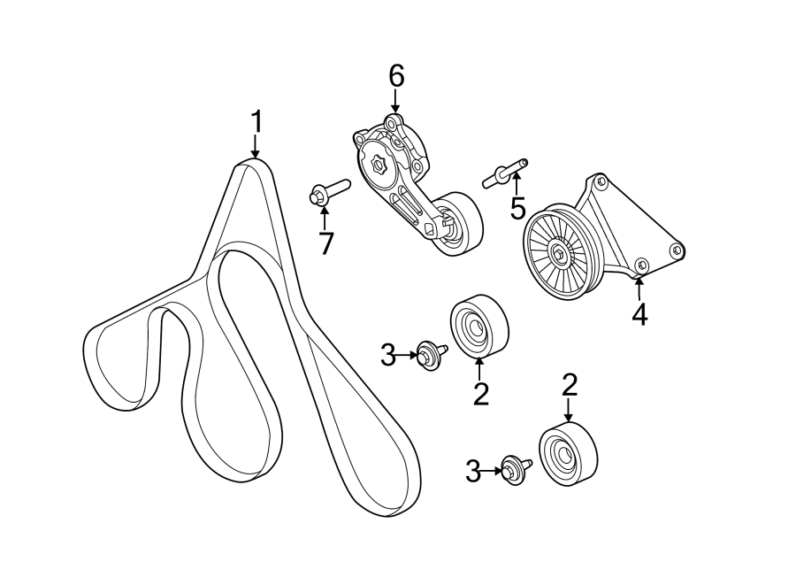 Diagram BELTS & PULLEYS. for your 2011 Ford F-150 5.0L V8 FLEX A/T RWD XL Standard Cab Pickup Fleetside 