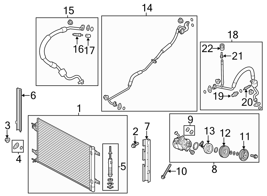 Diagram AIR CONDITIONER & HEATER. COMPRESSOR & LINES. for your 2017 Ford Focus   