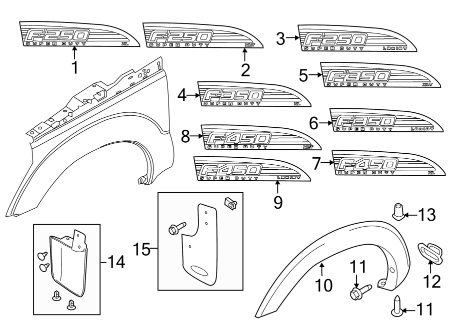 Diagram FENDER. EXTERIOR TRIM. for your 1992 Ford F-150   