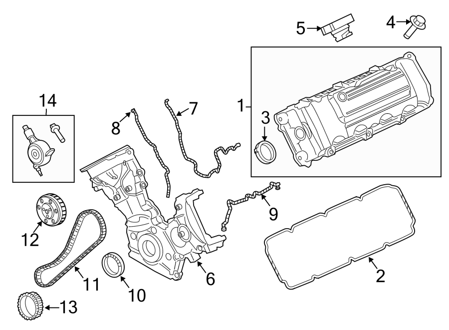 Diagram VALVE & TIMING COVERS. for your 2013 Lincoln MKZ Base Sedan 2.0L EcoBoost A/T FWD 