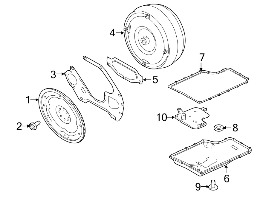 Diagram TRANSMISSION COMPONENTS. for your 2019 Ford F-150 3.3L Duratec V6 FLEX A/T RWD XL Crew Cab Pickup Fleetside 