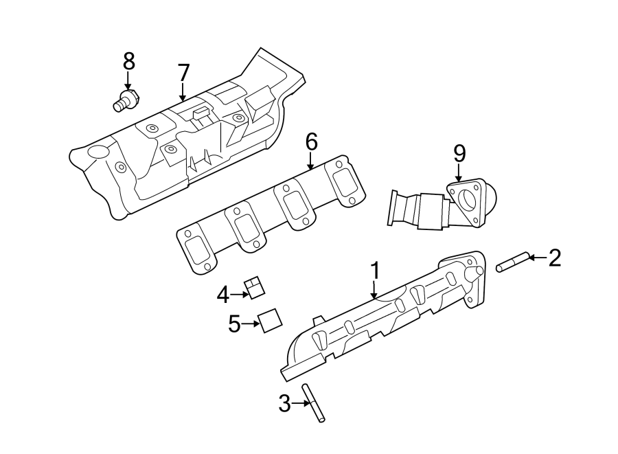 Diagram EXHAUST SYSTEM. EXHAUST MANIFOLD. for your Ford