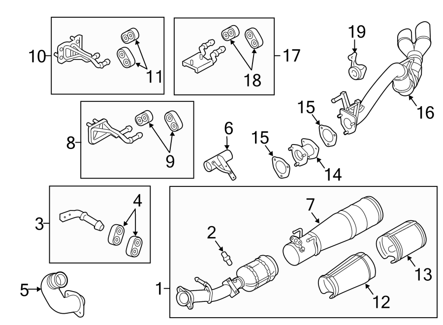 Diagram EXHAUST SYSTEM. EXHAUST COMPONENTS. for your 2022 Ford Bronco   