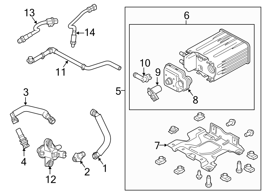 Diagram Emission system. Emission components. for your 2014 Lincoln MKZ Base Sedan  