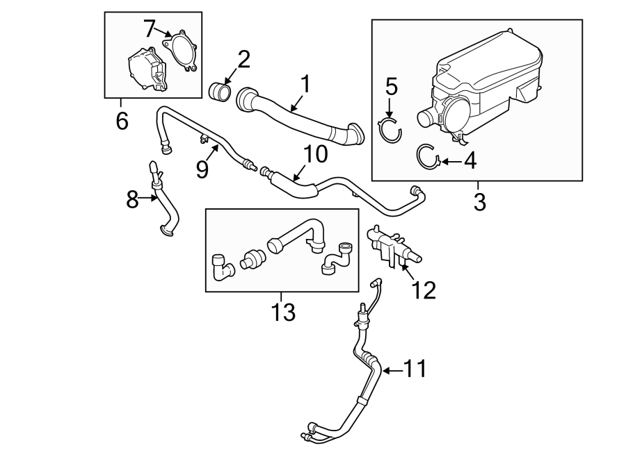 Diagram Emission system. Side panel. Emission components. for your 2022 Ford Expedition   