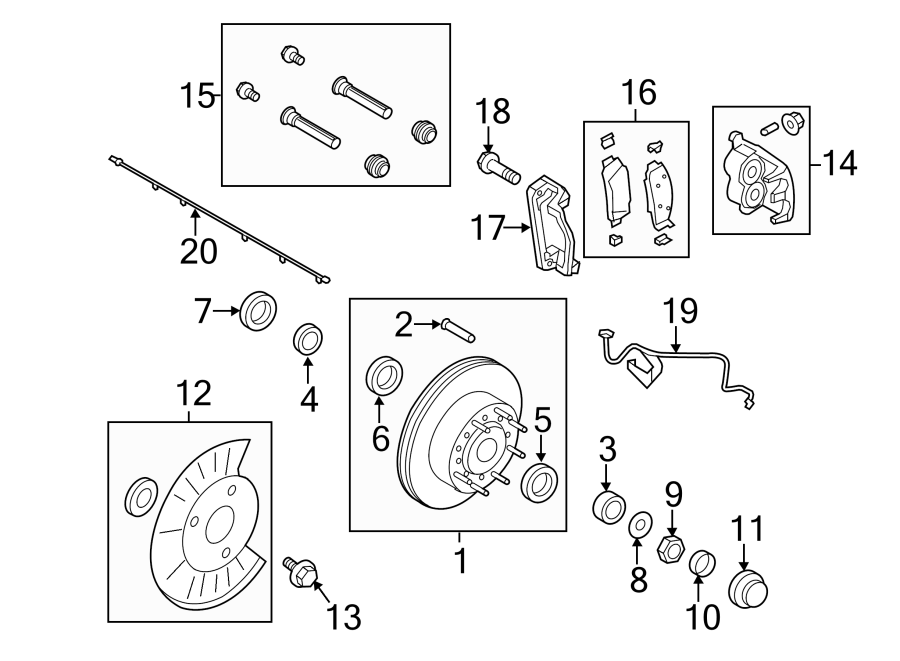 Diagram FRONT SUSPENSION. BRAKE COMPONENTS. for your 2013 Lincoln MKZ   